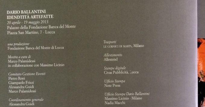 Ringraziamento ricevuto per la collaborazione  nel catalogo della mostra intitolata 