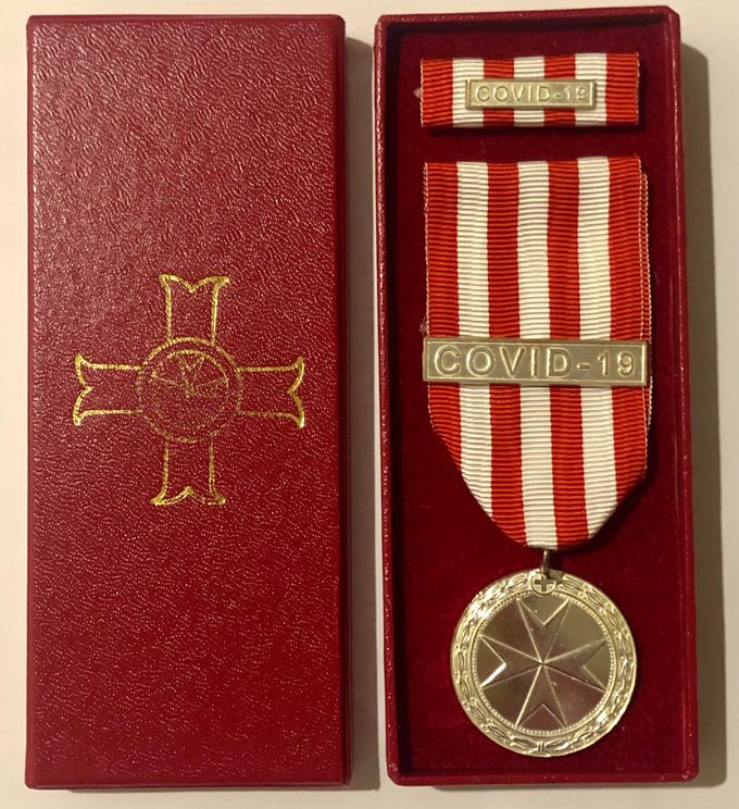 Medaglia  Covid-19 decretata dal Sovrano Consiglio del Sovrano Ordine di Malta per la campagna effettuata durante la pandemia 